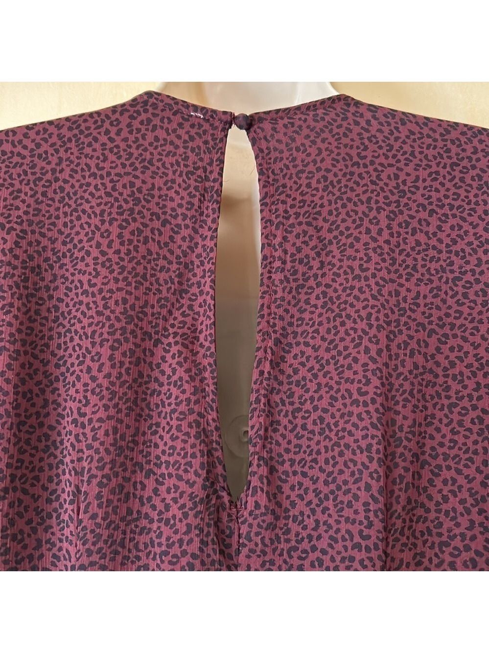 Abercrombie and Fitch dark purple animal print tie ruffle skirt dress size S - Picture 7 of 12